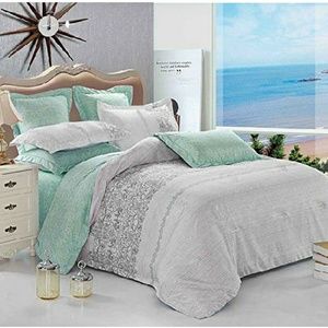 Teal and grey reversible comforter&shams